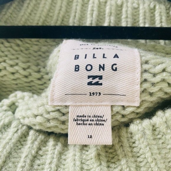 Billabong BNWT Bluesday Cable Knit Jumper Women's Size 12 Mint Green Sweater - Picture 10 of 11